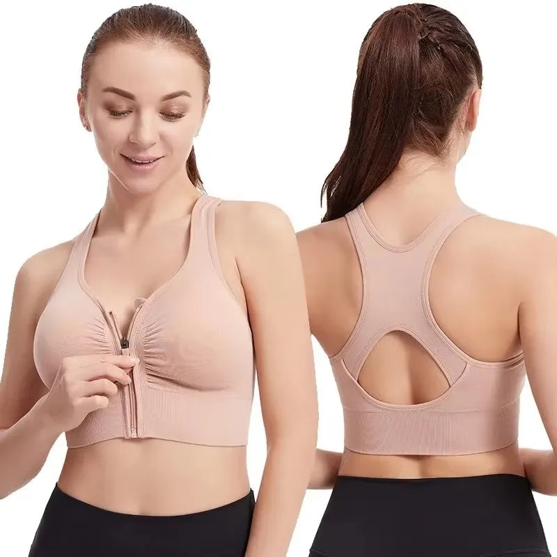 ShapeZ™ Women’s Front-Zip Sports Bra – Yoga & Gym Fitness Top