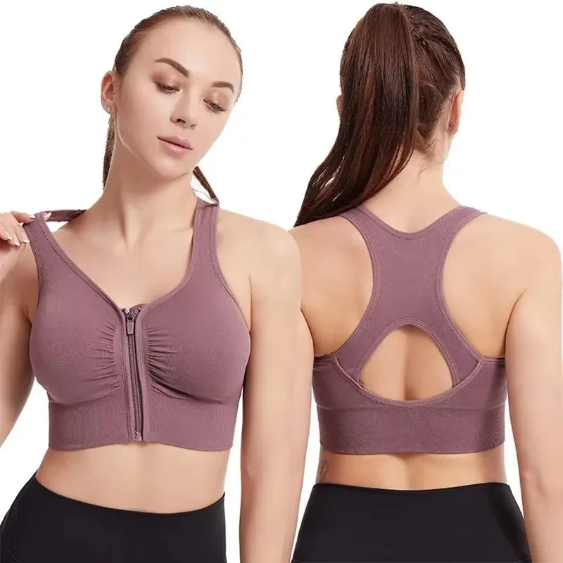 ShapeZ™ Women’s Front-Zip Sports Bra – Yoga & Gym Fitness Top