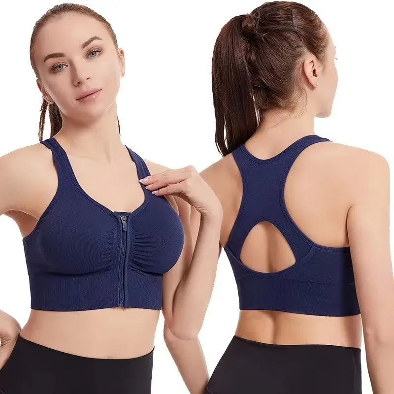 ShapeZ™ Women’s Front-Zip Sports Bra – Yoga & Gym Fitness Top