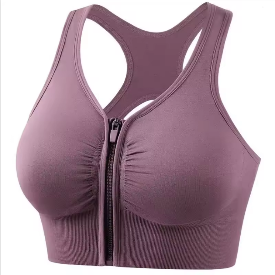 ShapeZ™ Women’s Front-Zip Sports Bra – Yoga & Gym Fitness Top