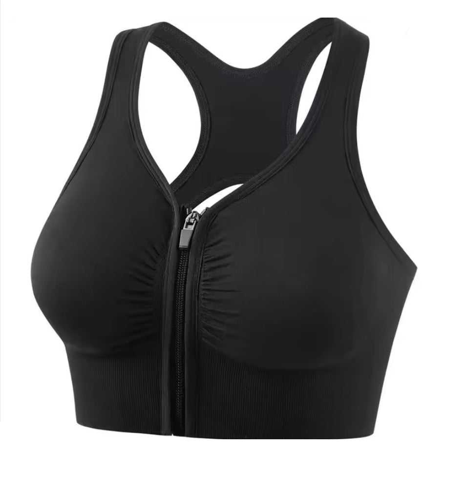 ShapeZ™ Women’s Front-Zip Sports Bra – Yoga & Gym Fitness Top